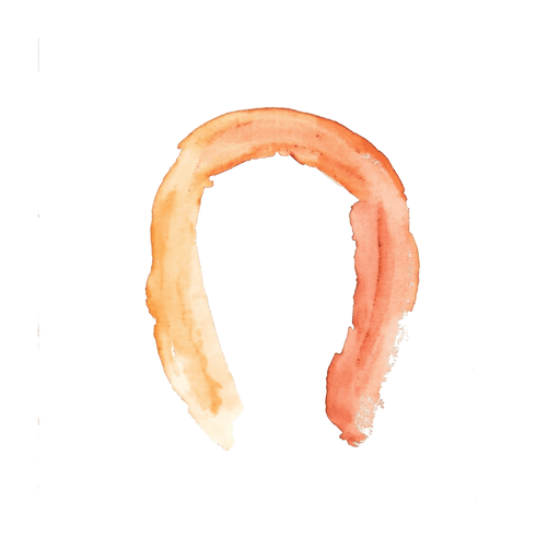 Abstract watercolour mark for Samarpana: an open arch brushed in amber and coral